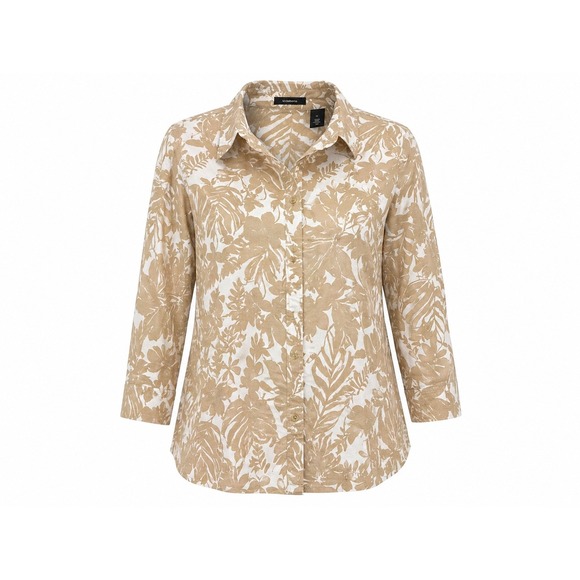 Liz Claiborne Tops - Liz Claiborne Button Up Shirt Women XL Beige Floral Tropical Casual Top